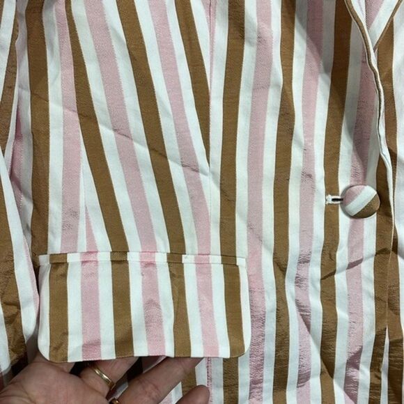 (N3) Frame Pink Brown White Striped br Blazer Jacket NWT Retail $580 Size‎ 6 - Picture 4 of 12